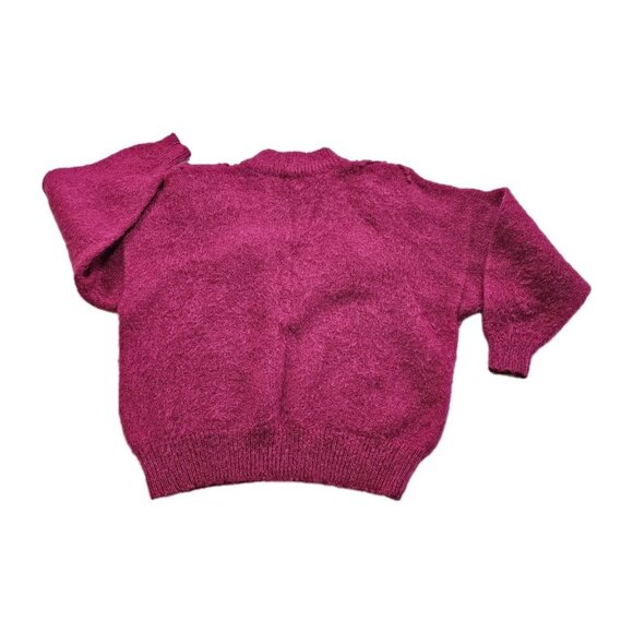 Unbranded Handknit Sweater Women M/L Fucsia LS Mock Neck Embellished Boho Preppy - Picture 11 of 11